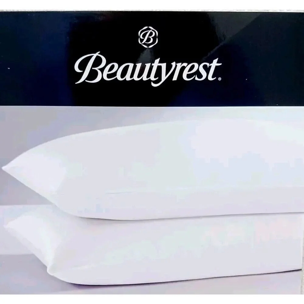 2 Pc Beautyrest Satin Pillowcases STANDARD WHITE Silky Therapeutic Hair Skin NEW
